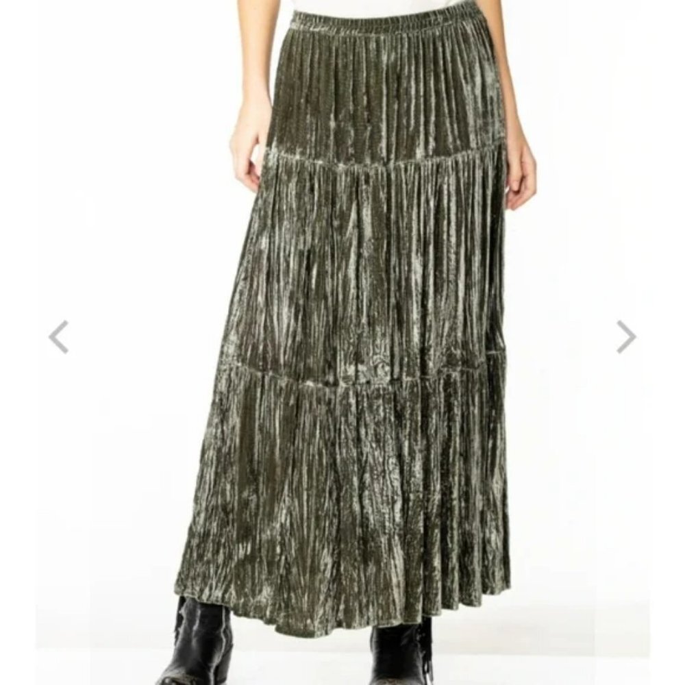 NWT Double D Ranch Water Carrier Silk/Velvet Skirt Bohemian Boho Western Small